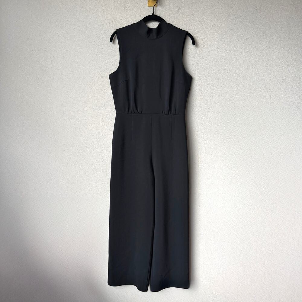 Club Monaco Black Tie Neck Cropped Leg Jumpsuit Size 6 - Picture 3 of 7